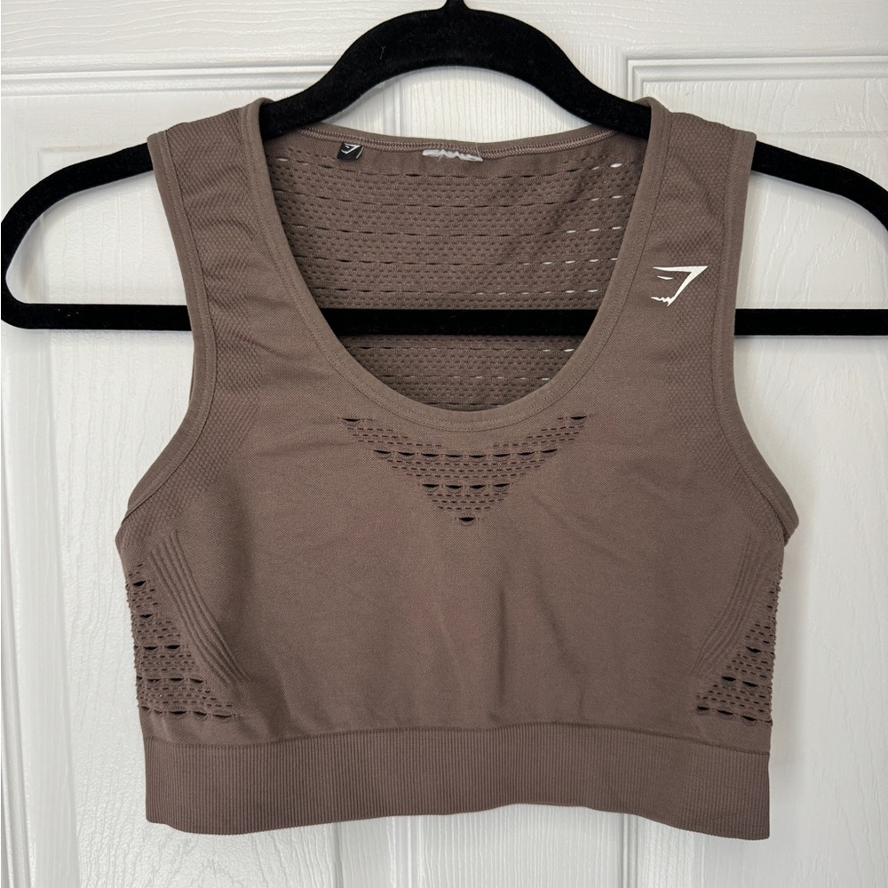 Gymshark Energy+Seamless Crop Top in Taupe